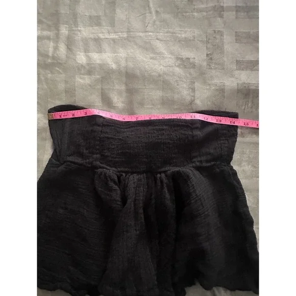 Princess Polly Top Womens US 6 Black Strapless Peplum Gauze Smocked Tie Front - Picture 9 of 12